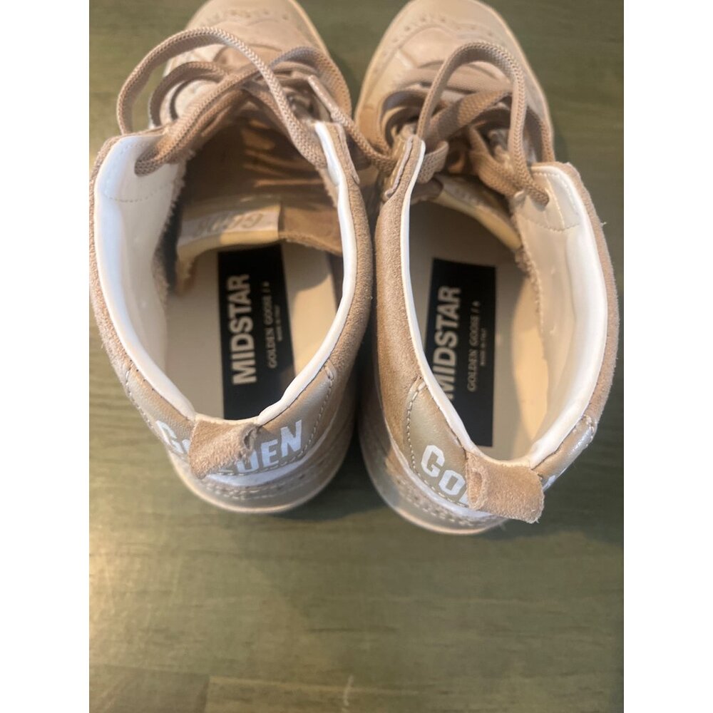 Golden Goose Mid Star Beige Glitter Sneakers Womens Suede & Leather NWOT - Picture 16 of 16
